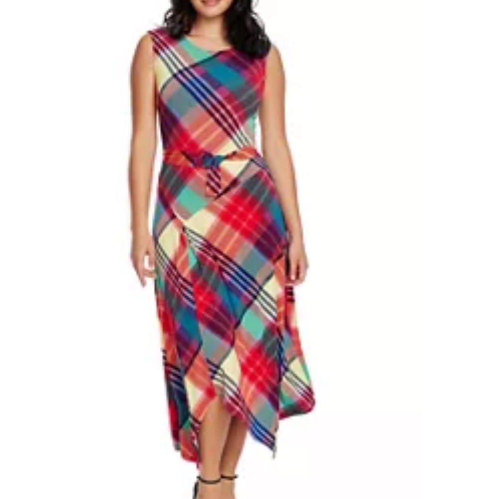 Chaus Picnic‎ in the Park Rainbow Plaid Dress XL